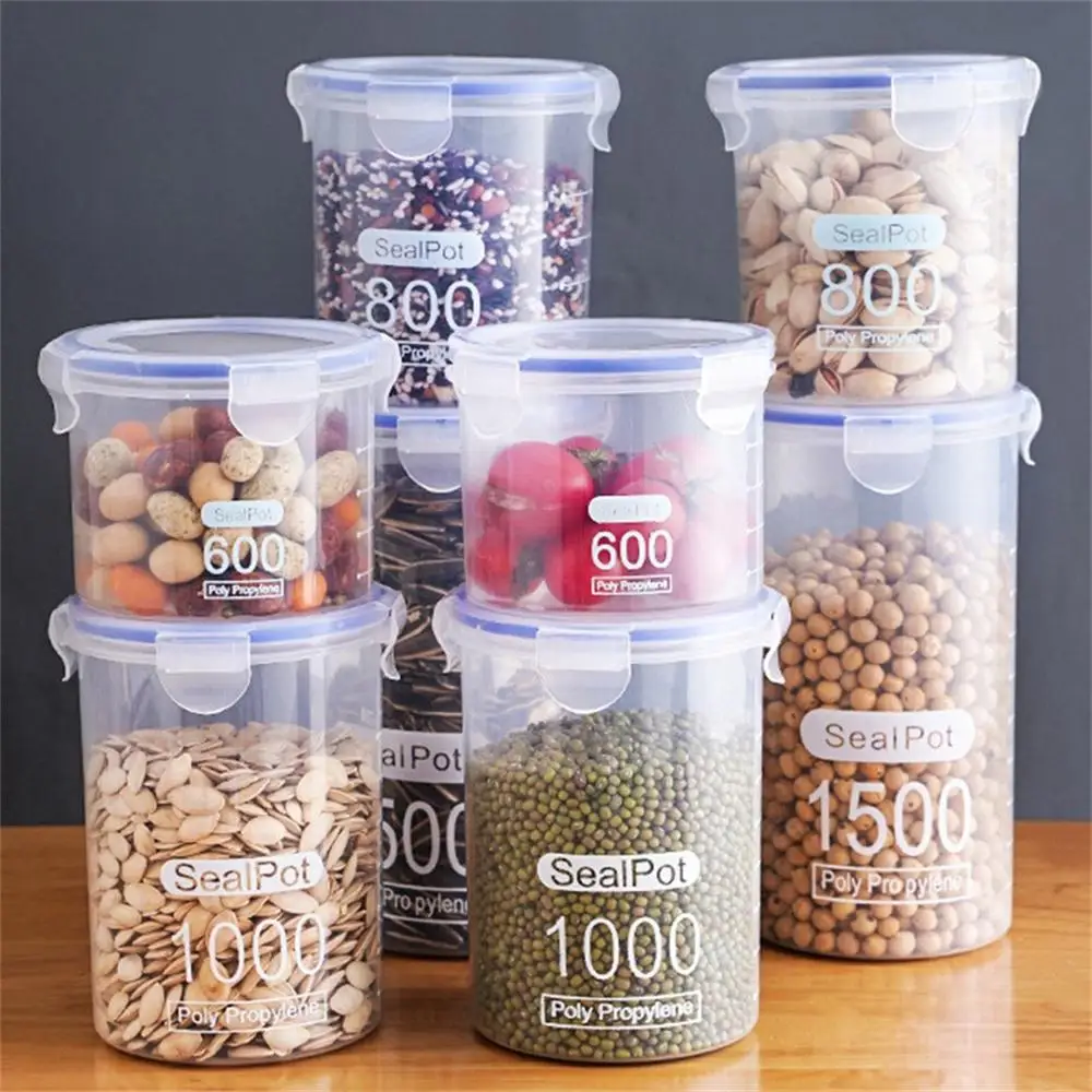 Sealed Jars Kitchen Grain Storage Organizer Large Tank Plastic Moisture-proof Storage Box Household Seasoning Jars Set cozinha