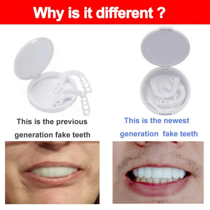 Easy to Use Veneers Dentures Veneer Snap-on Teeth Complete Your Smile Fake Teeth Temporary Tooth Replacement Product