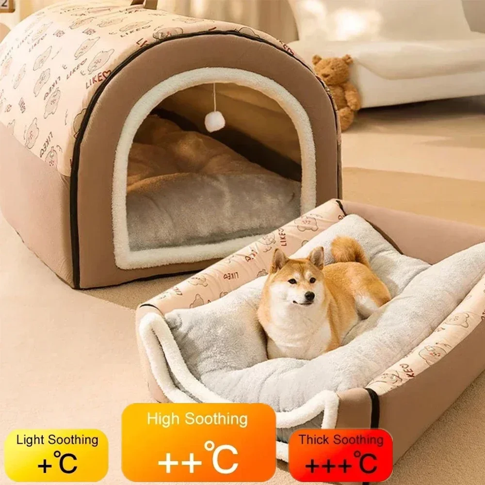 Detachable Washable Big Dog Kennel Warm Winter Dog House Mat Dogs Bed Nest Deep Sleep Tent for Medium Large Dogs House Supplies