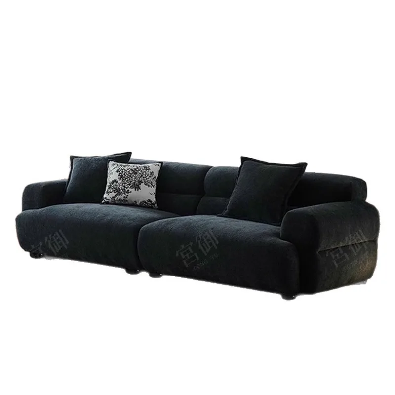 

Valley sofa French retro large apartment chenille sofa straight row living room black removable and washable