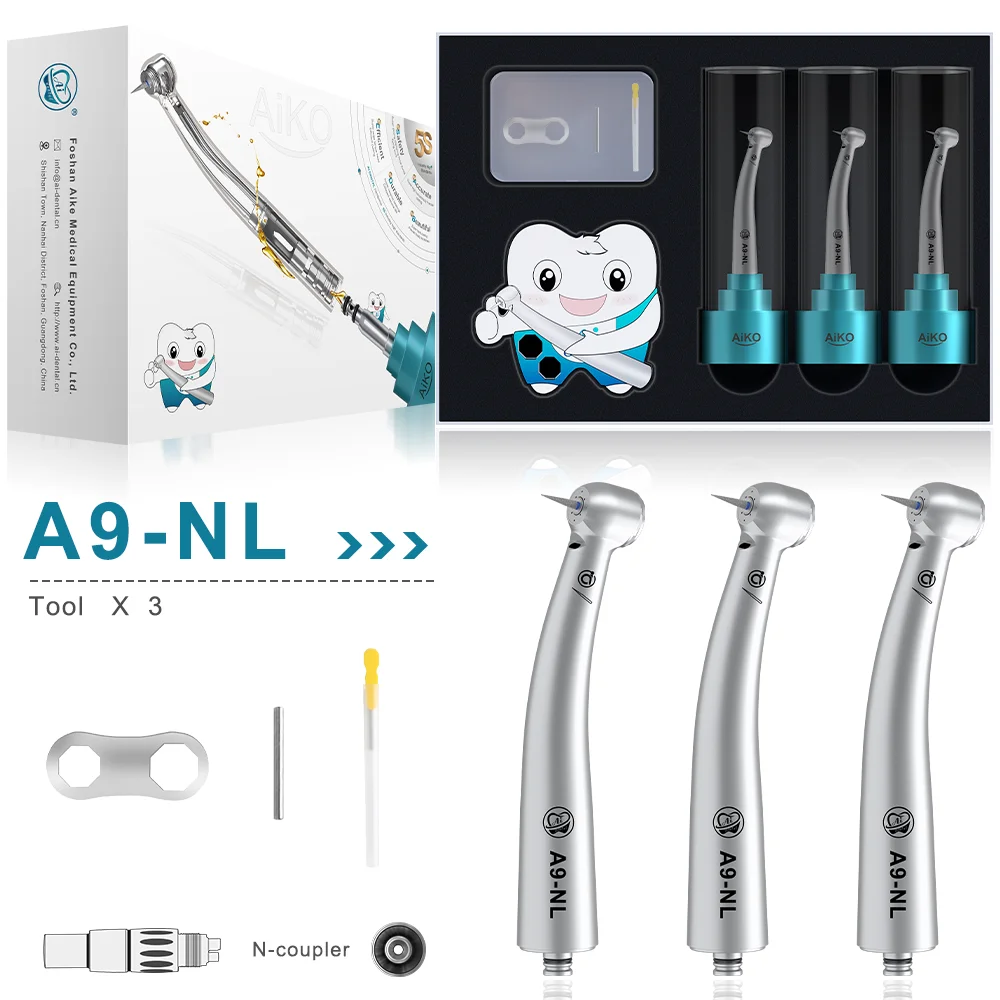Ai dental neue aiko serie optik hoch geschwindigkeit luft turbine handstück keramik rotor lager edelstahl mit k/n/m4/b2 stecker 6