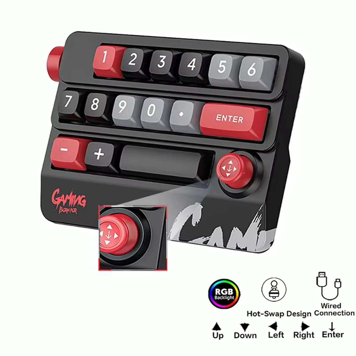 A17G Portable Joystick Mechanical Keyboard Full Hot Swappable Key RGB Backlight Wired Programmable Game Keyboard ForDesktop,A