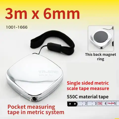 Tajima 1001-1664 1001-1665 1001-1666 1m 2m 3m Mini magnetisk bärbar stållinjal med metriskt måttband Måttband 8 best sales meter tajima - №4