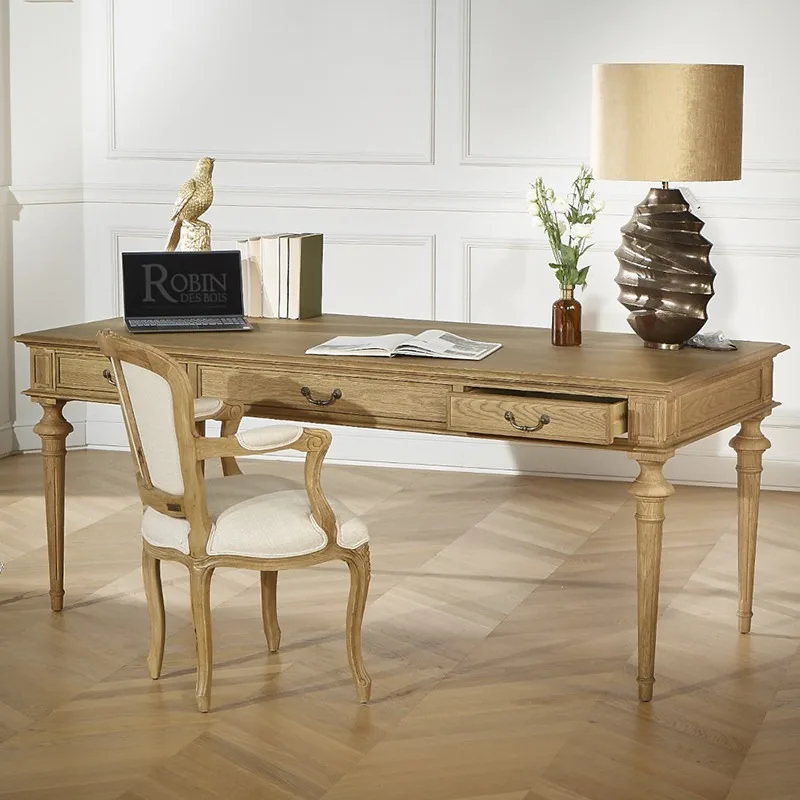 

American solid wood student writing desk simple computer desk household rectangular French large apartment retro desk