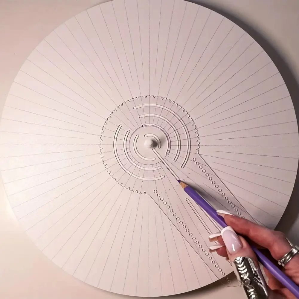 Durable Mandala Drawing Stencil Acrylic Transparent Geometry Pattern Ruler Math Geometry 3-in-1 Compass Protractor Ruler