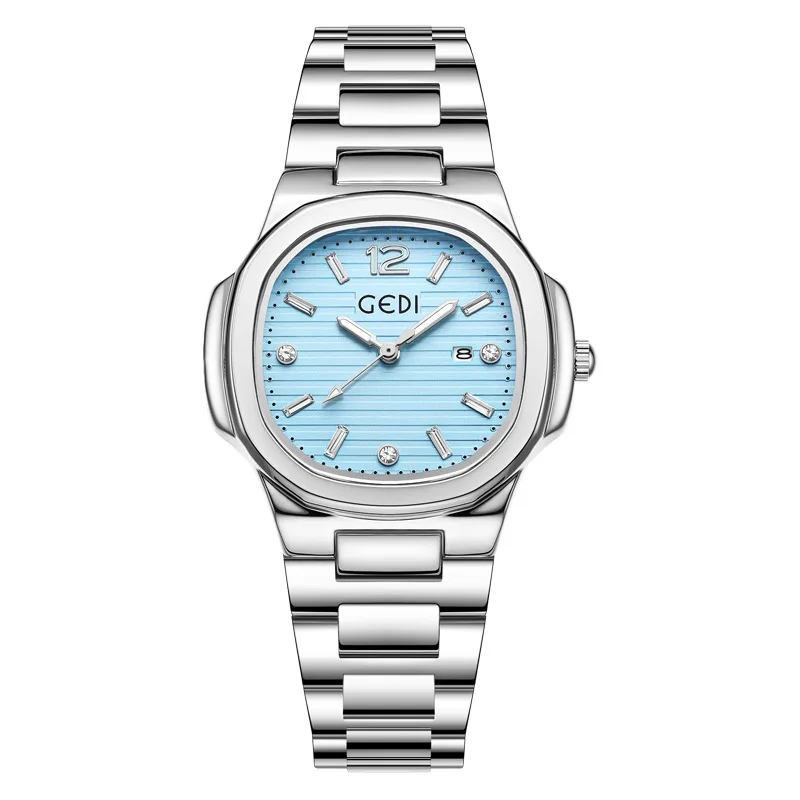 Montre d'affaires à quartz entièrement en acier inoxydable pour femme, étanche, légère, luxe, haut de gamme, calendrier, haute valeur esthétique, mode