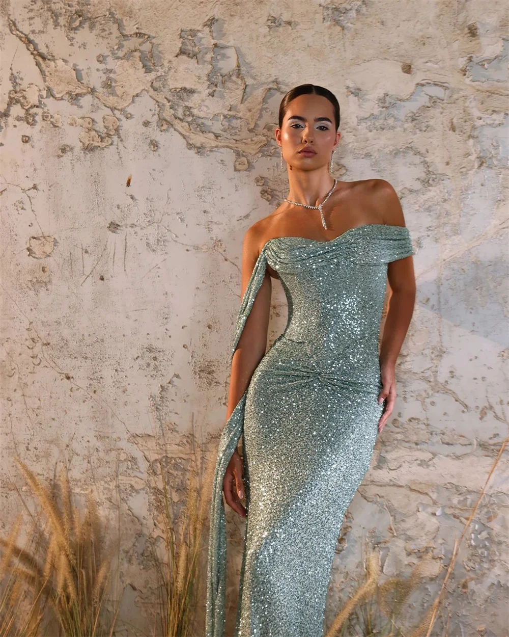 Cathy Aangepaste Shniy Glitter Zeemeermin Prom Dress Eenvoudige Geplooide vestidos de noiva Prachtige vloer-lengte Avondjurken 2025