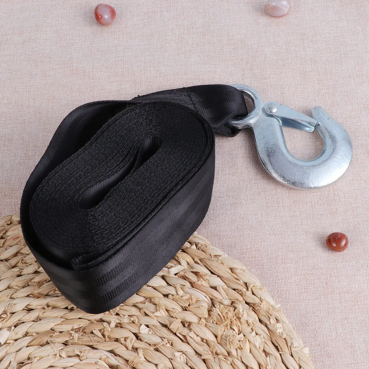 

Комплект из 6-метрового буксировочного троса на 2 тонны для автомобилей, УФ-стойкий нейлоновый ремень для прицепа, кованые крюки, снаряжение для эвакуации с лебедкой