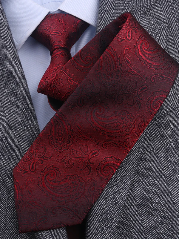 シルクマルベリー手作りビジネスネクタイメンズフォーマル深紅柄ネクタイおしゃれな丸ドット柄45cmサイズ