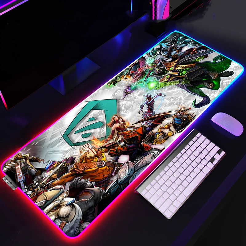 Dota 2 Grote Rgb Muismat Xl Gaming Mousepad Led Mause Pad Gamer Mouse Tapijt Grote Mausepad Pc Bureau Pad mat Met Backlit 40x90