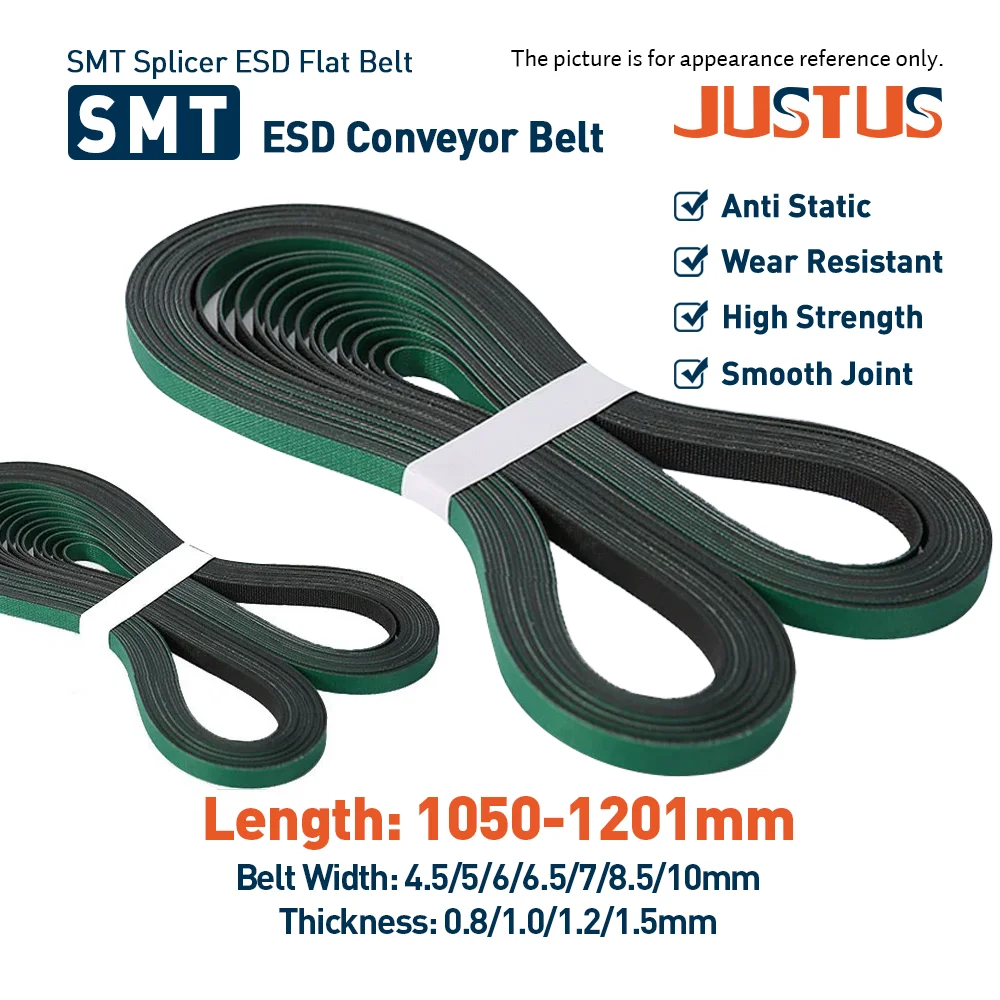 1050-1200mm ESD Anti-static Flat Belt SMT Conveyor Belt for Mounter Splicing Station, Lifting Trigger and Transfer Machine