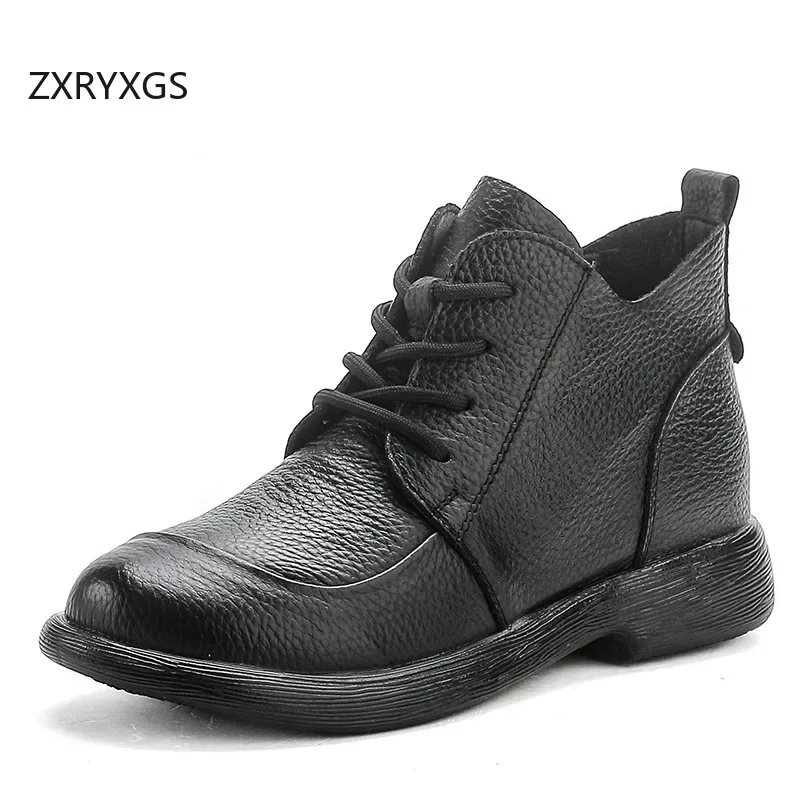 ZXRYXGS Promotion Lace-up Side Zipper Autumn Single Shoes Woman Sneakers Trend Boots Flat 2024 Comfort Warm Shoes Winter Boots