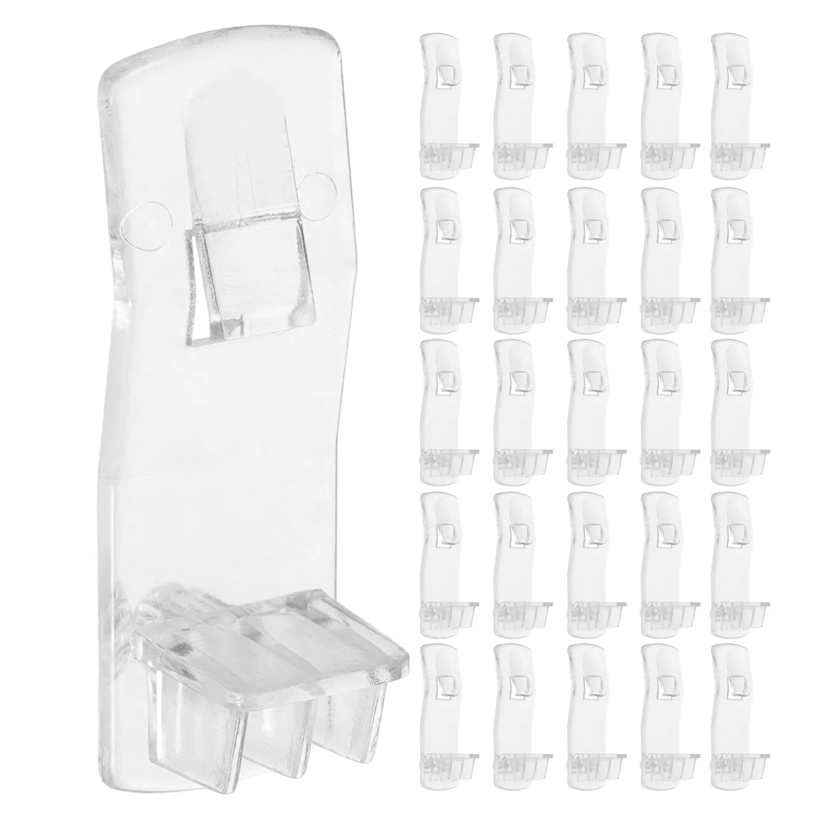 

30 шт. прозрачных пластиковых фиксаторов для полок, самоблокирующиеся, сверхпрочные, для шкафов, без беспорядка при хранении