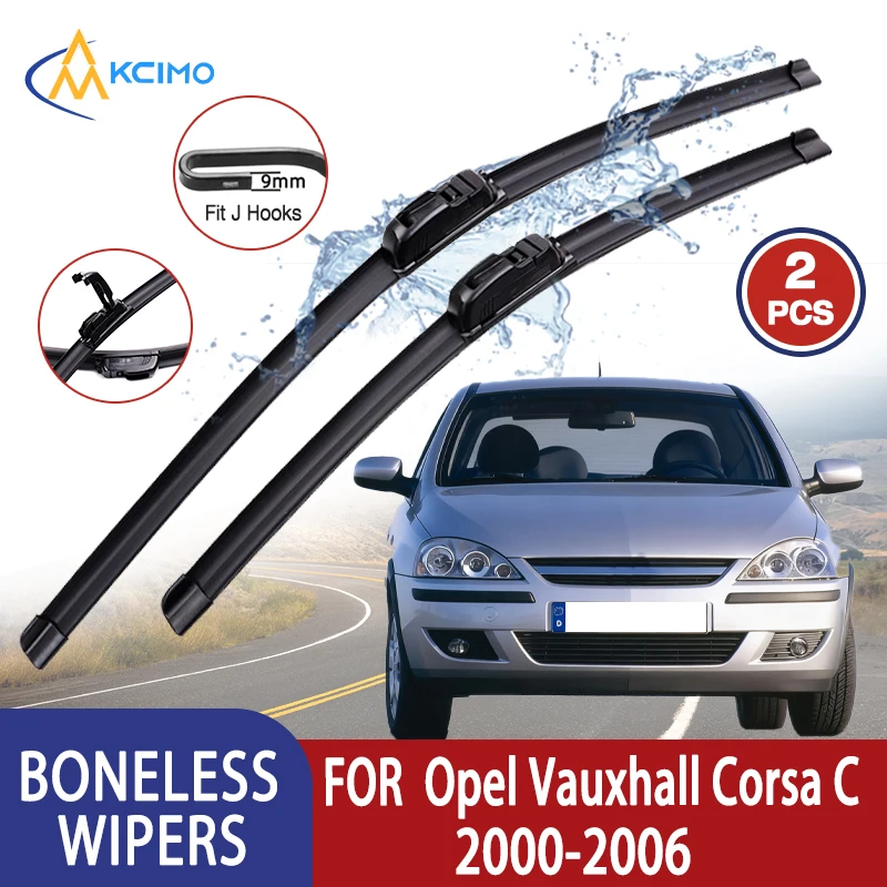 Kcimo für Opel Vauxhall Corsa C 	 2000–2006 Autowischer, U-Typ, weicher Gummi, ohne Knochen, HD, leise, langlebig, Kfz-Wischer, 20 Zoll + 45,7 cm