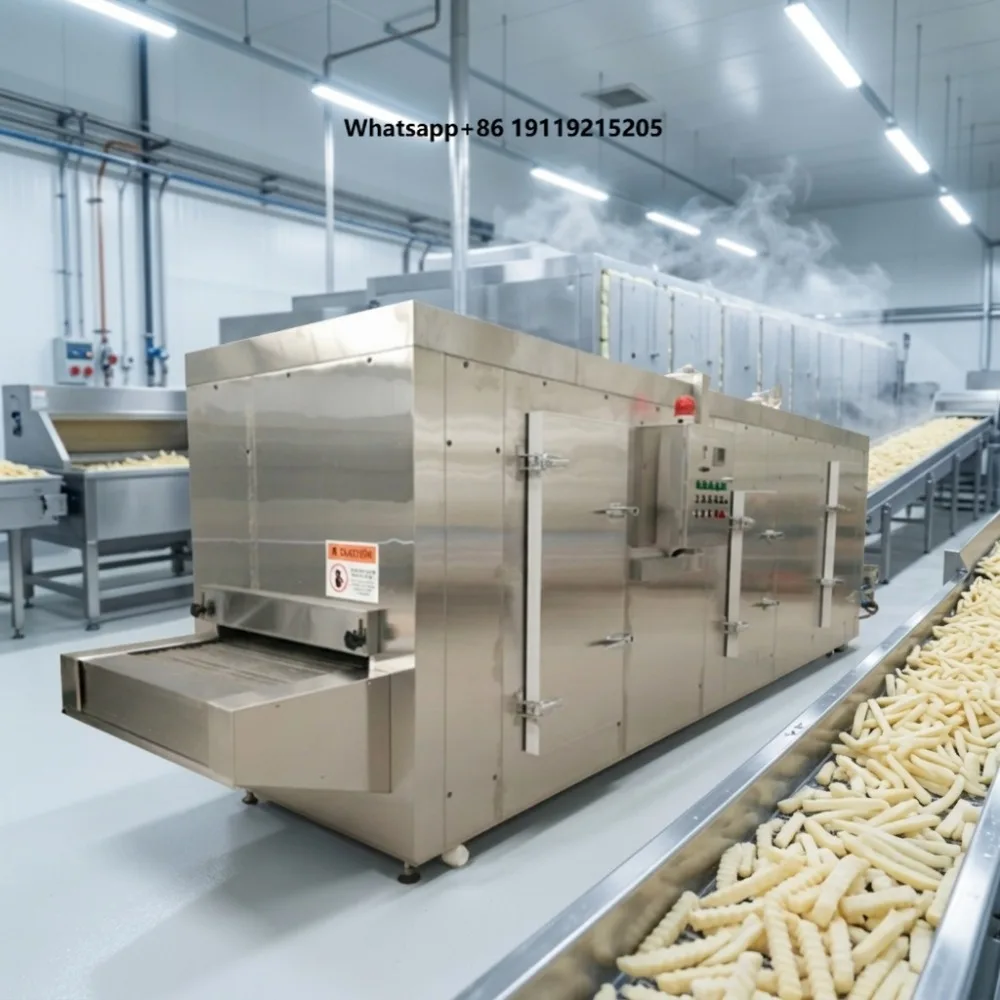 1000 kg/h IQF quick tunnel freezer for cold storage of vegetables