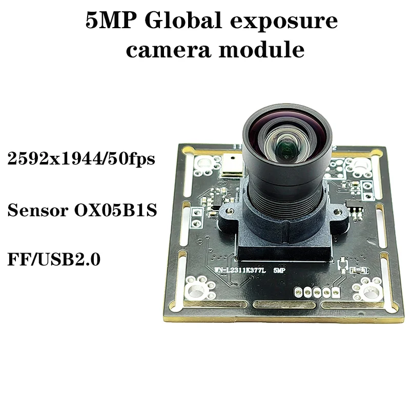 

5MP HD USB Global Exposure OX05B1S Camera module Fixed focus UVC no-drive protocol 2592x1944/50fps