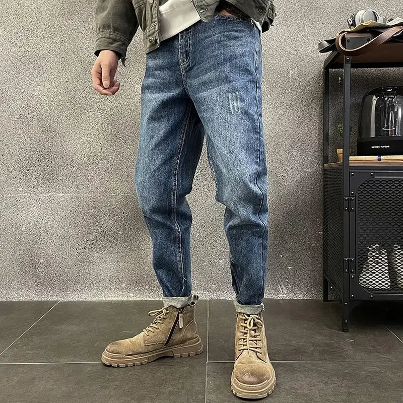 Hip Hop Men's Jeans Summer Trousers Male Cowboy Pants New Rock with Pockets Aesthetic Casual Korean Fashion Regular Wide Leg In