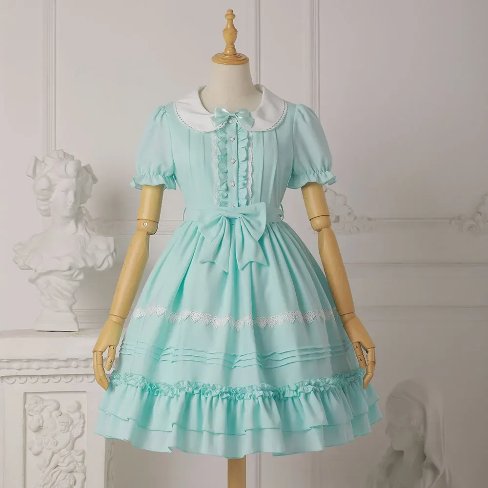 

Sweet Lolita Dress Short Sleeve Chiffon Summer Dress Cute Peter Pan Collar by Strawberry Witch