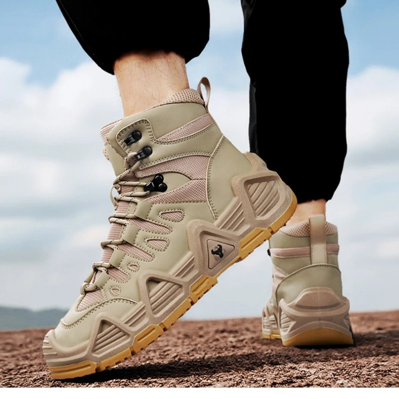 

Men's High-top Boots Winter and Autumn Protection Support Anti-slip Professional Brand Design Outdoor Lace-up Hiking Shoes