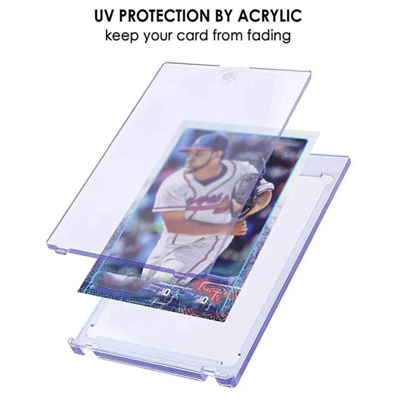 

ABZW 12Pc Magnetic Card Holder Case For Trading Card - 35Pt Magnet Top Loaders Baseball Card Holder With Card Protectors