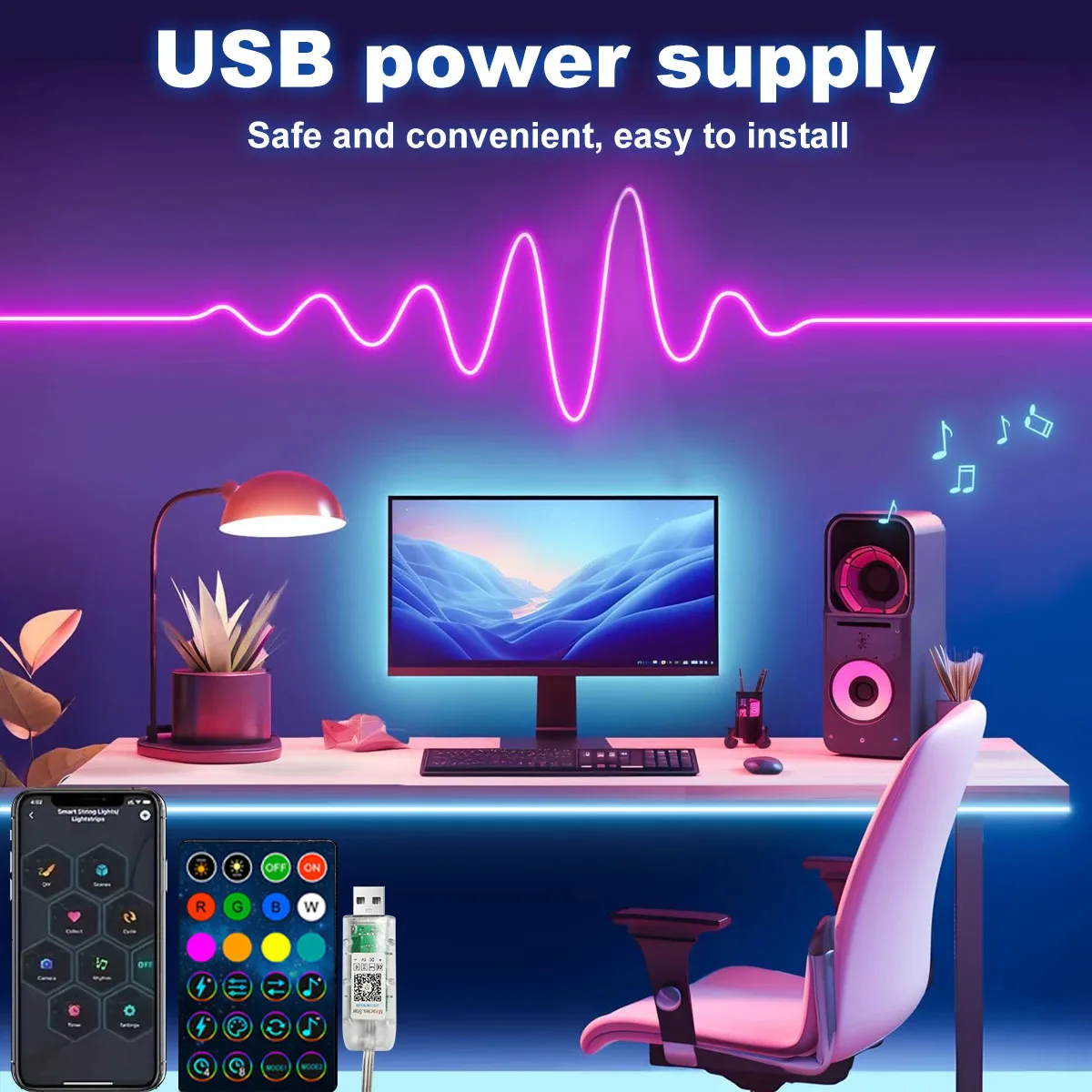 

5V RGB Неоновая лента 1M 2M 3M 5M USB Водонепроницаемая гибкая лента Неоновые огни с пультом дистанционного управления Bluetooth для домашнего декора