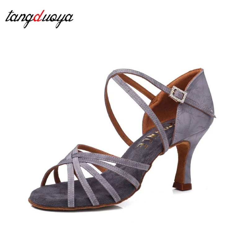 

Новые профессиональные женские туфли для сальсы и латины, мягкие босоножки для ча-ча-ча, бальные танцевальные туфли на высоком каблуке 7,5 см