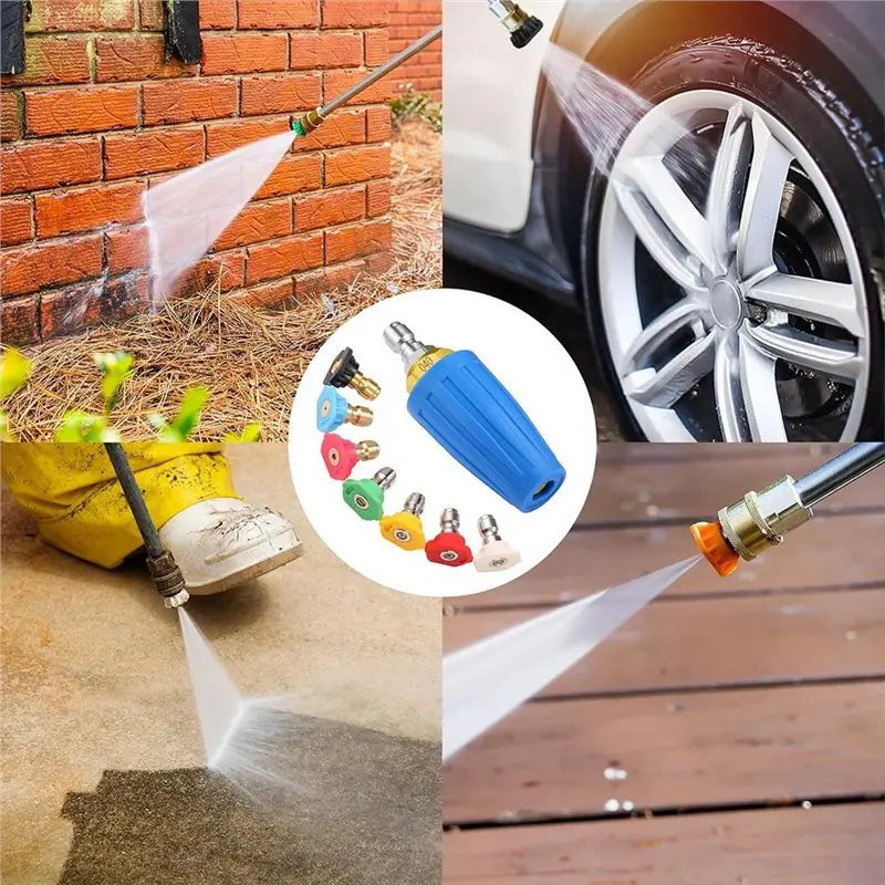 Y42A-Ideal For Car, Concrete, Brick Cleaning-Pressure Washer Kit With 4000 PSI Turbo Nozzle& 7 Tips, Includes 1/4