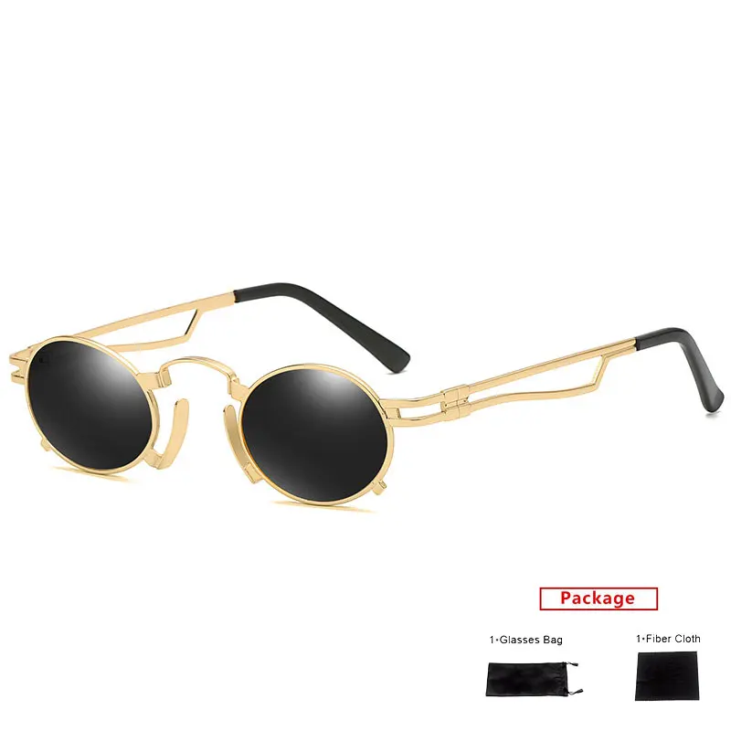Mimiyou aluminiowe owalne okulary przeciwsłoneczne damskie modne małe punkowe okulary przeciwsłoneczne męskie modne okulary marki UV400 okulary odcienie
