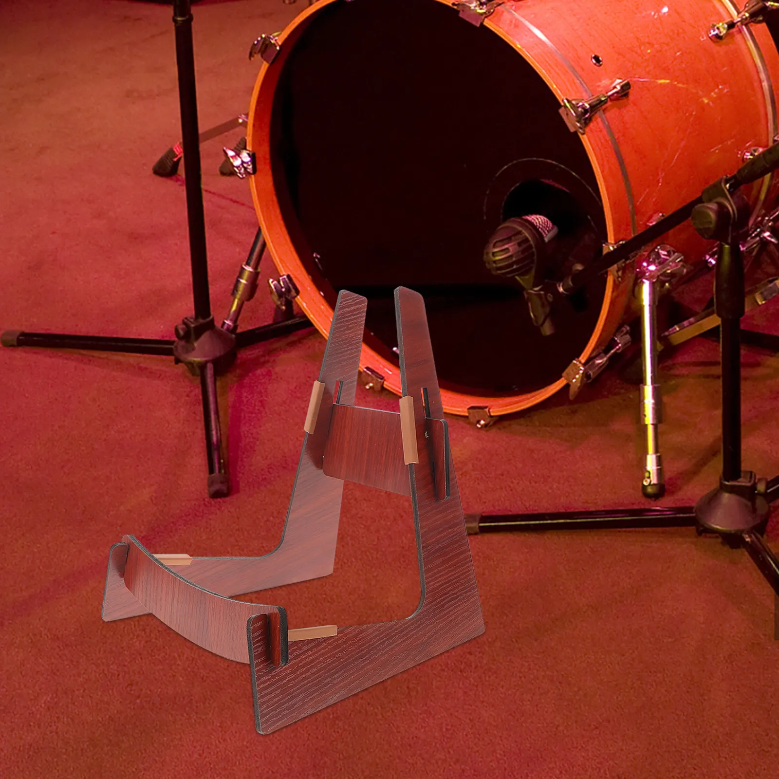 Solid Wood Guitar Stand for Acoustic Electric Bass Ukulele Violin – L-Shaped Floor Mount Portable Disassemblable