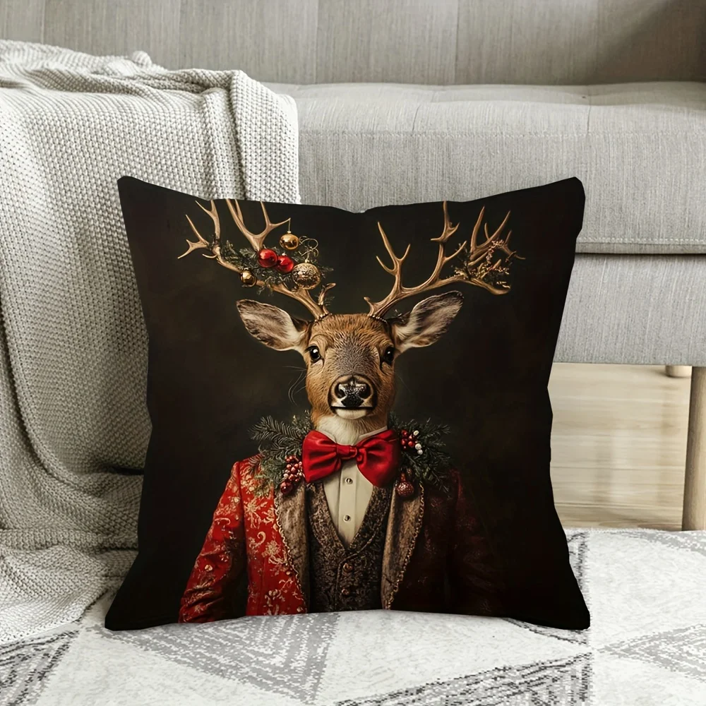 Super Soft Plush Pillow Cover - Elegant Four Seasons Animal Pattern Zipper Closure Machine Washable (Pillow Insert