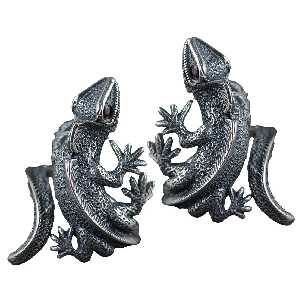 

2Pcs Vintage Lizard Rings Adjustable Retro Animal Hand Jewelry Unique Statement Ring for Men Teen Fashion Halloween Costume