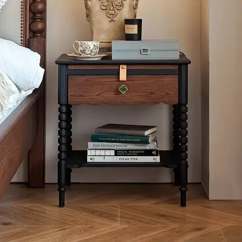 침실용 미국 원목 보관 캐비닛, 프랑스 레트로 소형 거실 소파 사이드 테이블, 빈티지 침대 옆 테이블