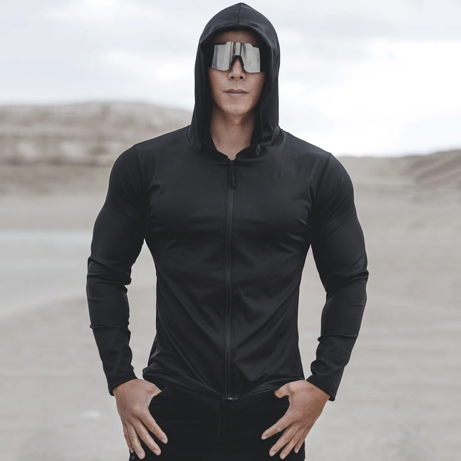 2024 Spring and Autumn New Men's Sports Casual Running Exercise Gym Training Thin Hooded Zipper Long Sleeve hoodie