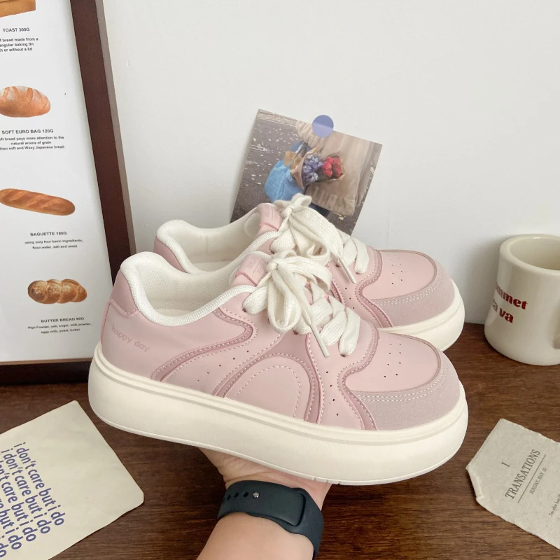 

Thick-soled Round-toe Lace-up Fashionable, Versatile, Comfortable, Anti-slip, Breathable, Sporty and Casual Women's Single Shoes