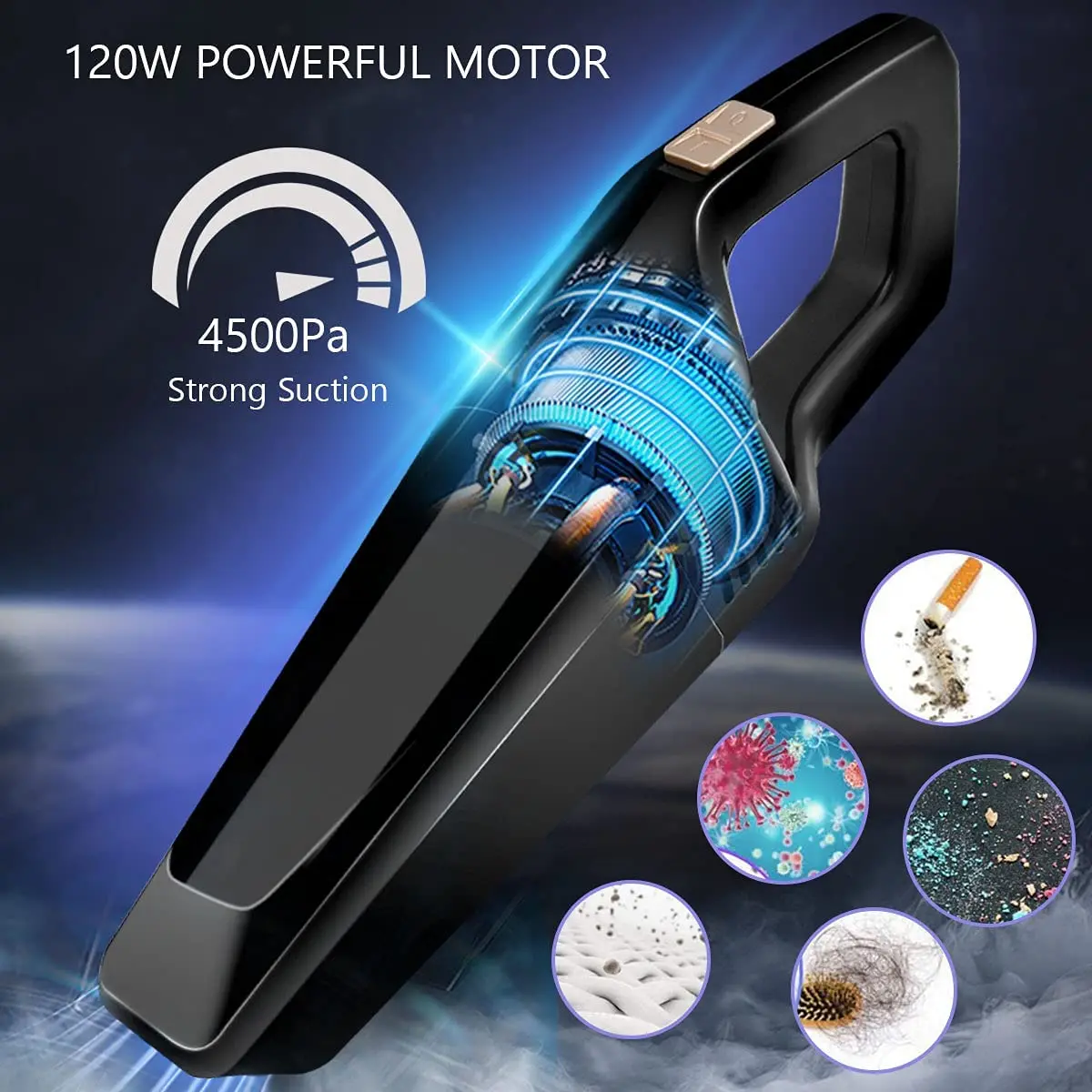 Handheld Vacuums Cordless, Powerful Handheld Hoover Vacuum Cleaner, Portable Lightweight Car Vacuums, 120W Wet & Dry Vacuum