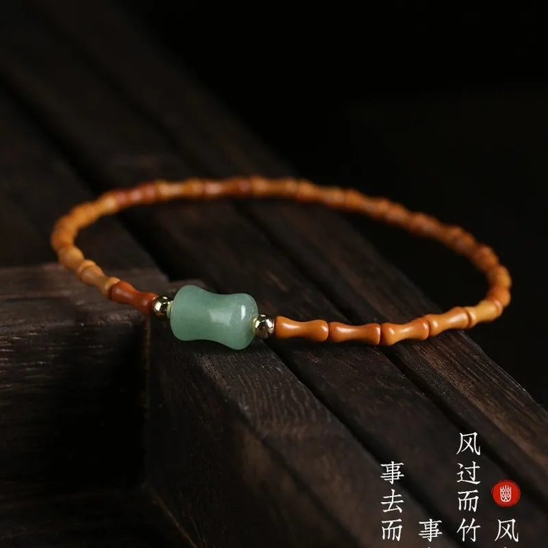 Natural olive pit bamboo knot bracelet, summer fresh ethnic style single-strand symbolizing continuous growth Dongling jade b