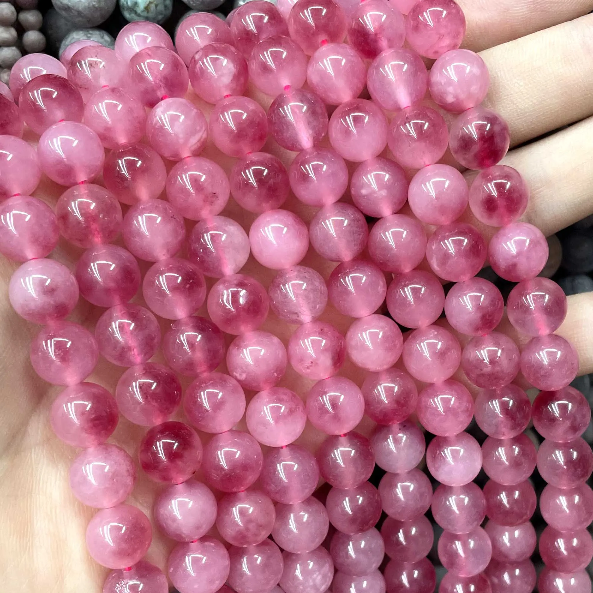 6 8 10 12 14MM Natural Stone Red Chalcedony Jades Spacer Round Beads For Jewelry Making DIY Bracelet Necklace Accessories