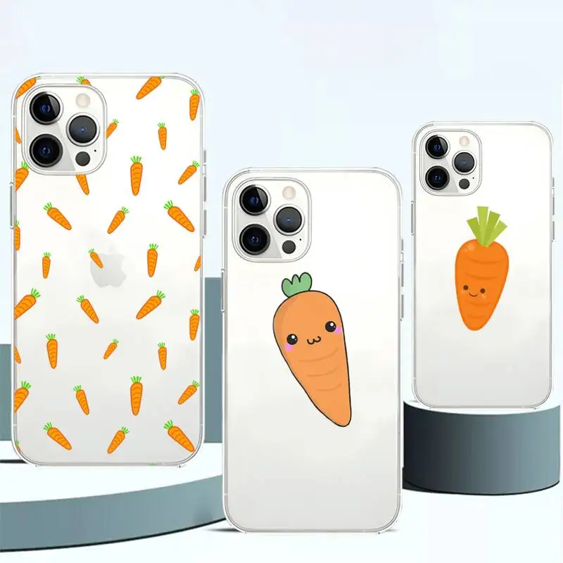 Cute Carrot Phone Case Transparent Fundas for Iphone 14 11 12 13 Mini Pro Max Se 5 6 6 S 7 8 Plus Xr X Xs Shockpoof Back Cover