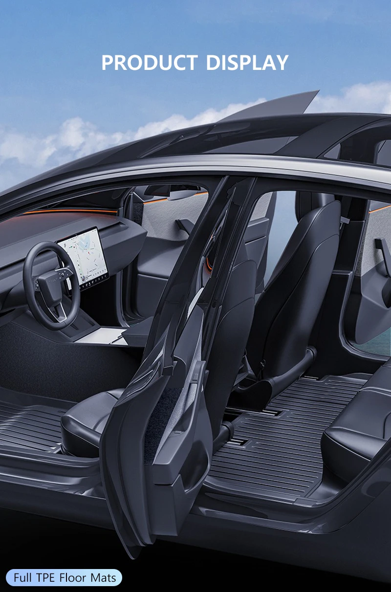 Für Tesla Model 3 Highland 2024-2026 TPE-Fußmatten Doppelschicht Allwetter Wasserdicht Rutschfest Kofferraum-Auskleidung Rücksitz-Rückenschutz – Detail 16