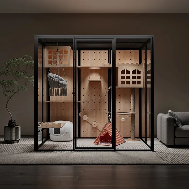Villa Large Home Luxury Cage Indoor House Pet Villa Panoramic Glass House Cat House
