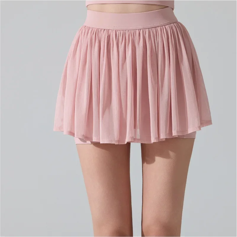 Sports tennis skirt women's anti-light light and breathable mesh fitness badminton skirt outdoor tennis skirt