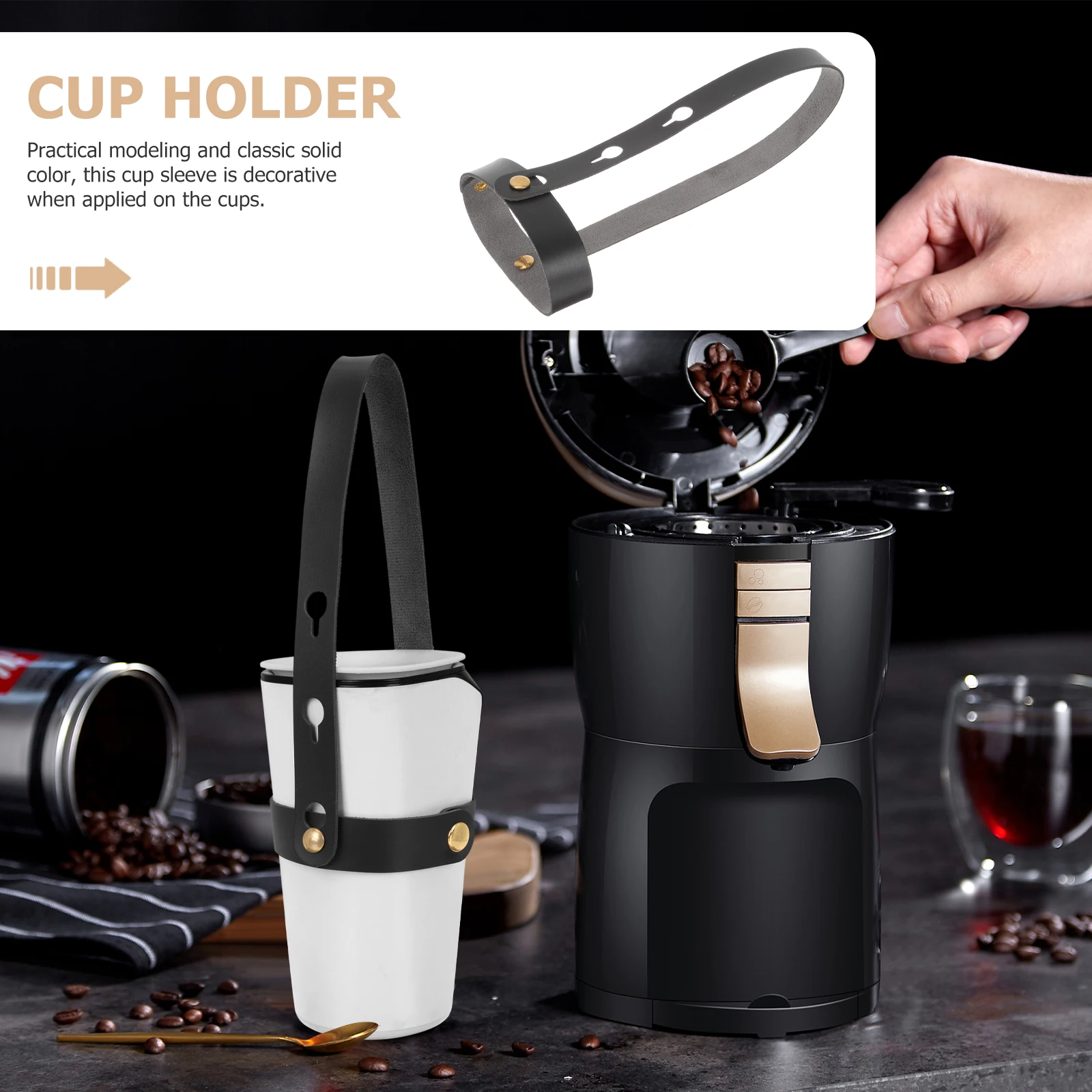 

Reusable Coffee Cup Holder Adjustable Pu Mug Sleeve Lightweight Handheld Carrier Hot Drink Bottle Protector Classic