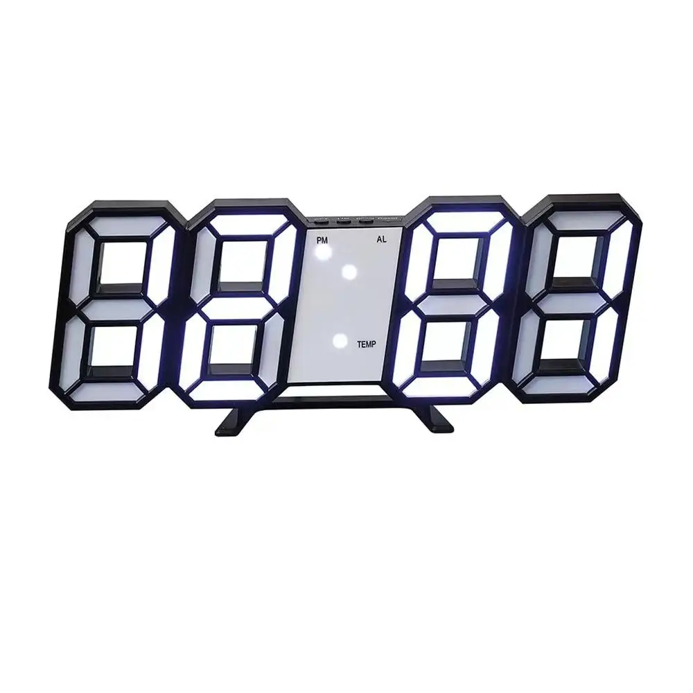 LED large character clock, silent night light clock, living room clock, table decoration, alarm clock, temperature clock