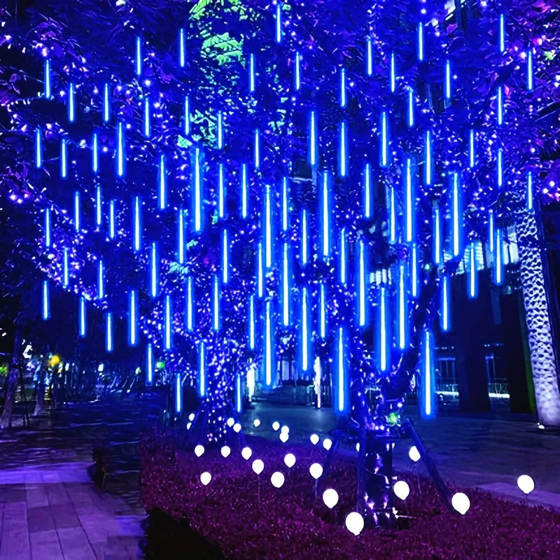 LED Meteor Shower String Lights US Plug/EU Plug 8Tubes Lights Street Decoration Fairy Outdoor Lighting Garland Wedding Christmas