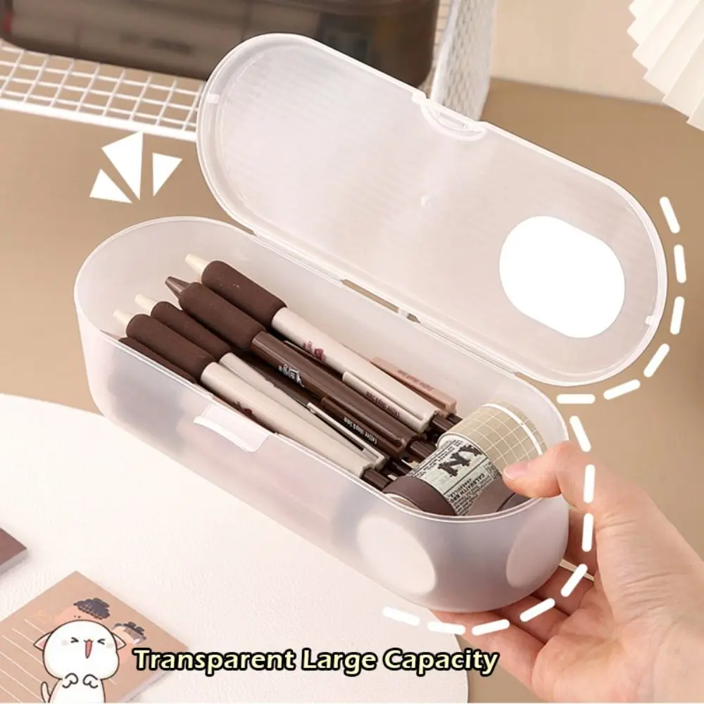 Multi-functional Plastic Storage Box Transparent Large-capacity Pencil Case Stackable Stationery Storage Box Back To School