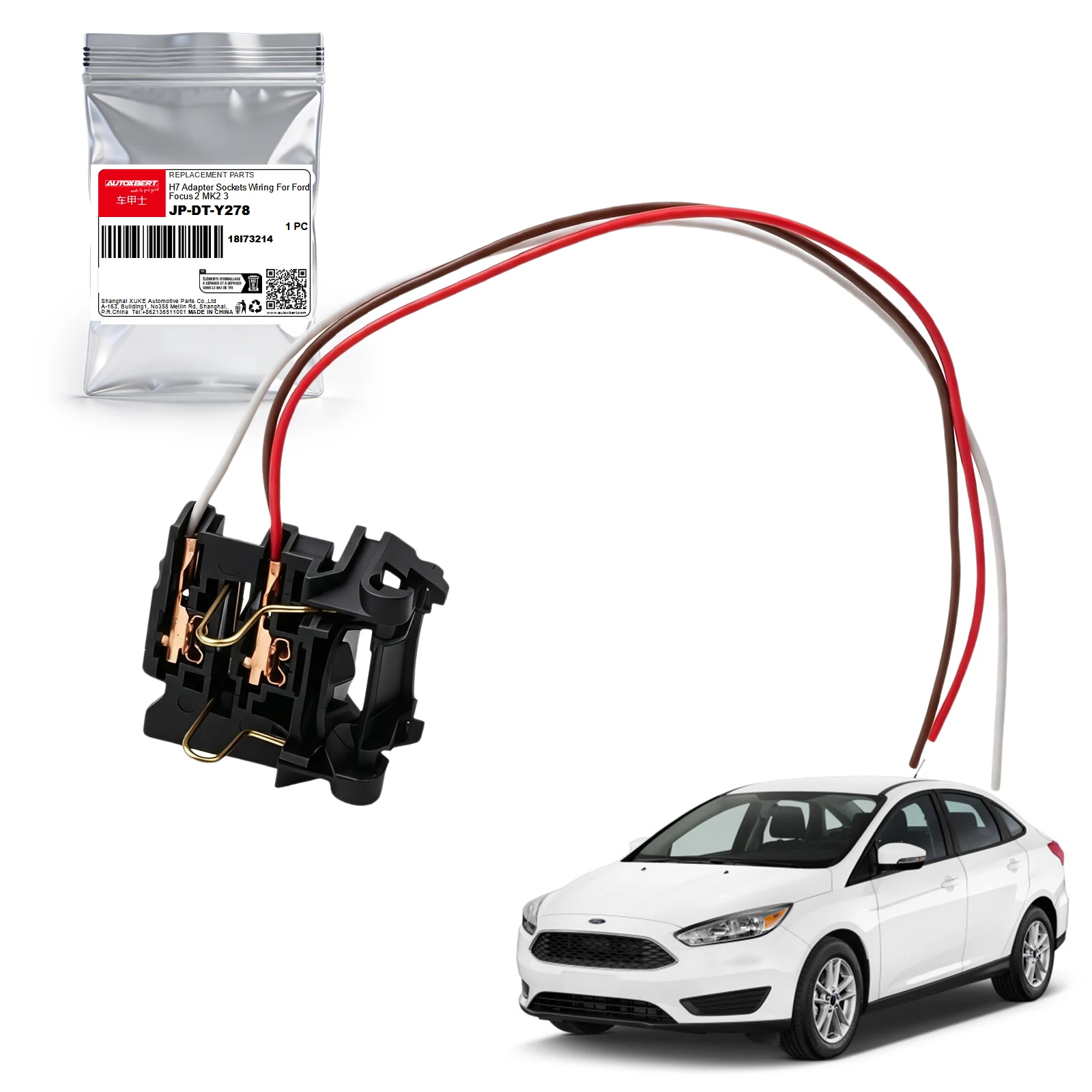 1x H7 Headlight Bulb Lamp Socket Harness Connector Plug Wire Holder Extension Cable Adapter Retainer Clip For Ford Focus MK2 MK3