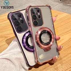 Magnetic Stand Clear Shockproof Phone Case for Samsung Galaxy S25 S24 S23 S22 S21 S20 Ultra S22 S25 S24 Plus S21 S23 FE Cover
