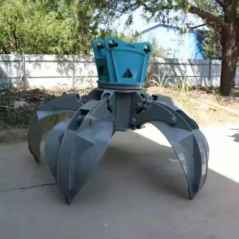Robust Hydraulic Orange Peel Grapple Rotatable Grab Bucket for Scrap Metal Waste Sorting Log Stone Handling with Quality Steel