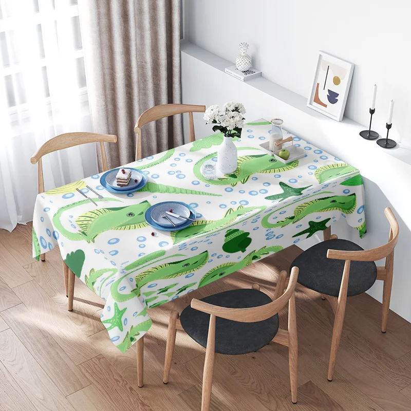 مفرش طاولة ديناصور غريب الأطوار للأطفال مجموعة مفرش طاولة مطبوع عليه عالم أخضر تحت الماء ديكور منزلي حديث لامع لغرفة الطعام أو K