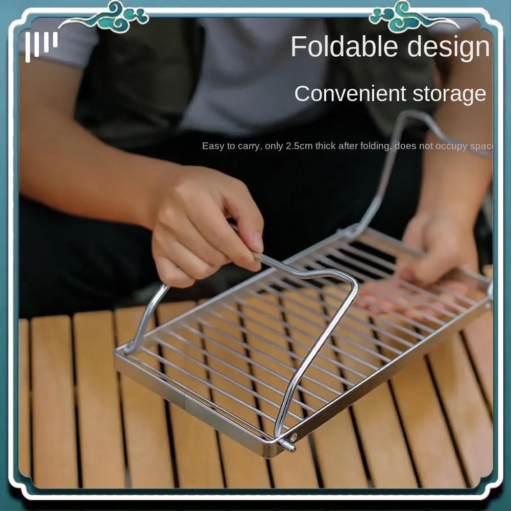 

Reliable Outdoor Striped Barbecue Grill Stainless Steel Pot Folding Bracket Portable Rack Drain Rack Barbecue Grill